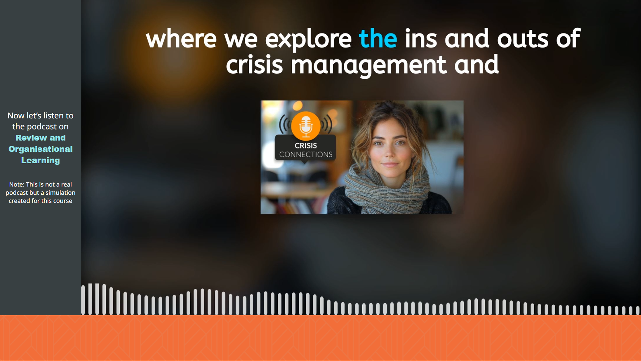 Crisis management learning design