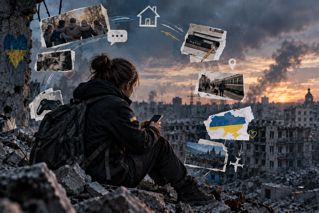Illustrated displacement microlearning artwork