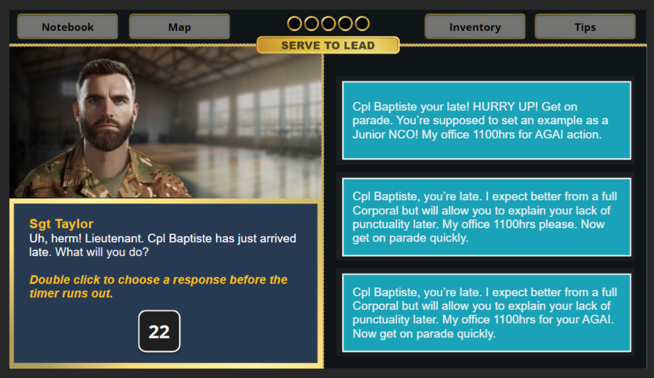 Serious game interaction